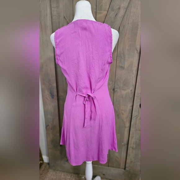 OLIVACEOUS ButtonFront Rayon A LineMini Sleeveless Mini Dress Purple.S NWOT - Picture 7 of 13